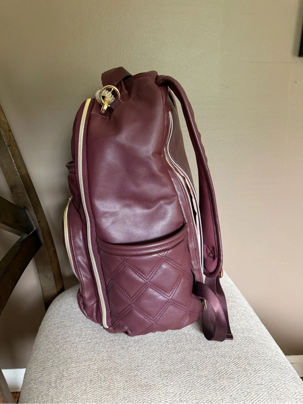 Itzy Ritzy Quilted Burgundy Baby Backpack - Stylish Everyday Organizer
